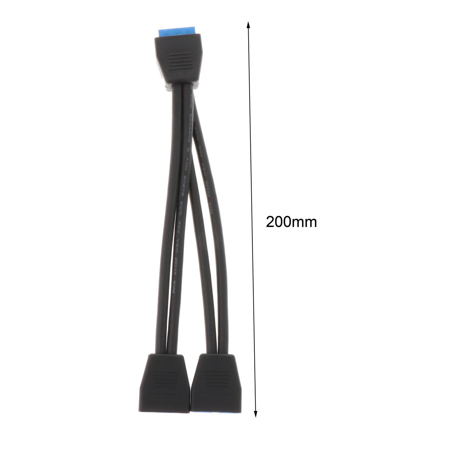 19 Pin USB Header Male 1 to 2 Female USB Cable Connector for Motherboard