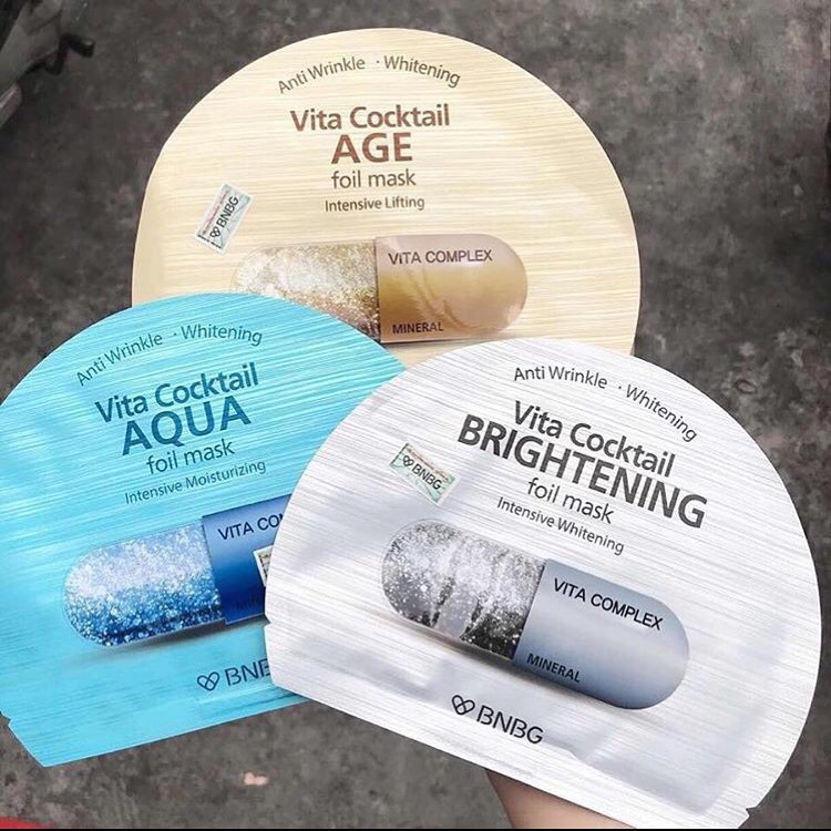 Combo 10 Mặt nạ thiếc chống lão hóa, nâng cơ mặt BNBG Vita Cocktail Age Foil Mask 30ml x 10