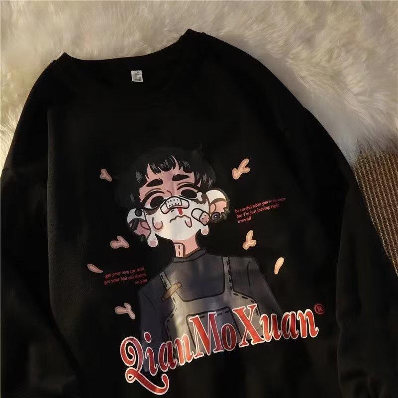 Áo Sweater Tay Dài Dáng Rộng In Họa Tiết Anime Thời Trang Mùa Thu Cho Nam Và Nữ