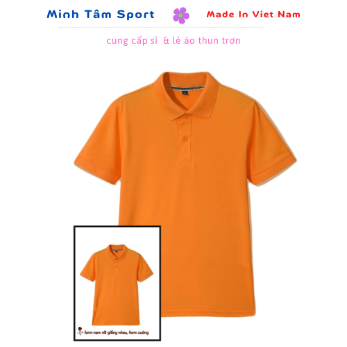 Bộ quà áo thun trơn Nam cổ trụ  màu Cam , kiểu dáng thể thao form suông, size XS- 3XL.