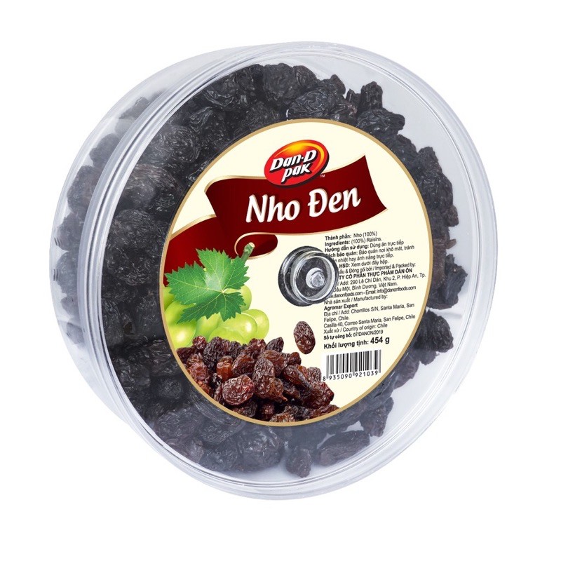 COMBO 2 HỘP Nho đen Chile 454gr DAN D PAK 100% TỰ NHIÊN, không chất bảo quản, bổ sung canxi, vitamin và khoáng chất cần thiết cho cơ thể 