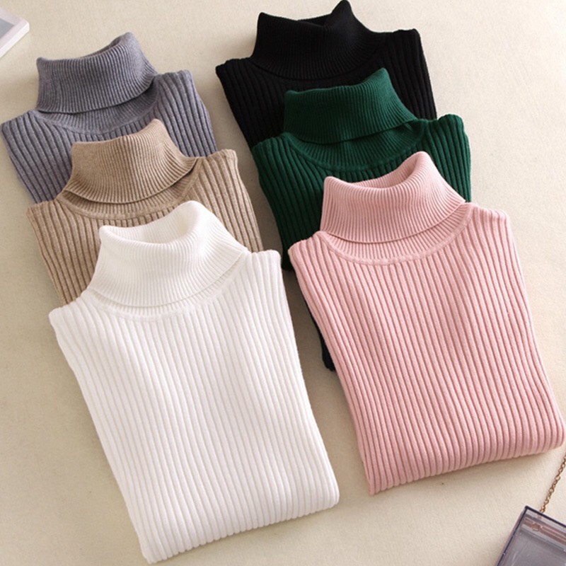 Áo len nữ dài tay cổ lọ, màu sắc sang trọng_Freesize