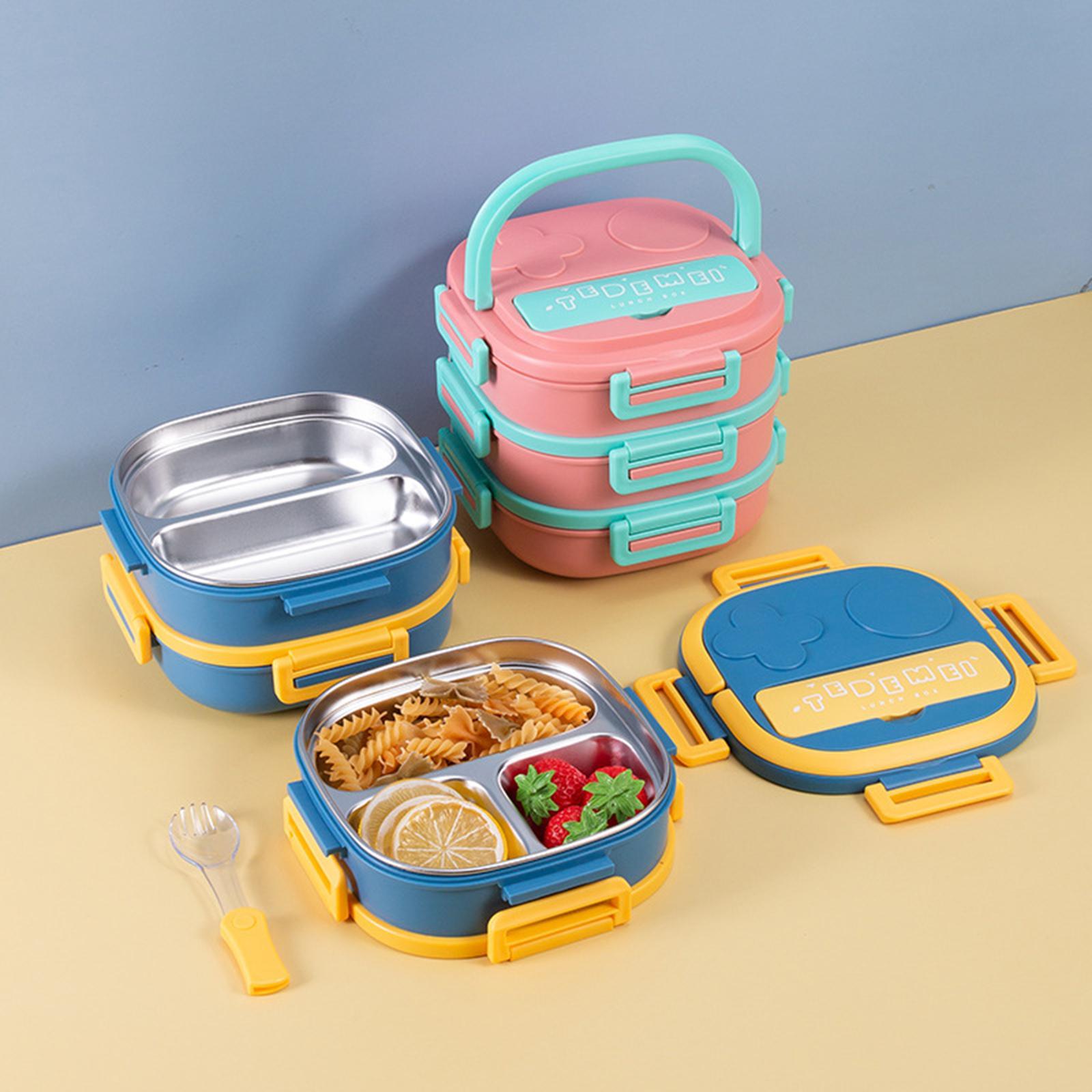 Food Storage Lunch Box Grids Portable Lid Square for Office Camping