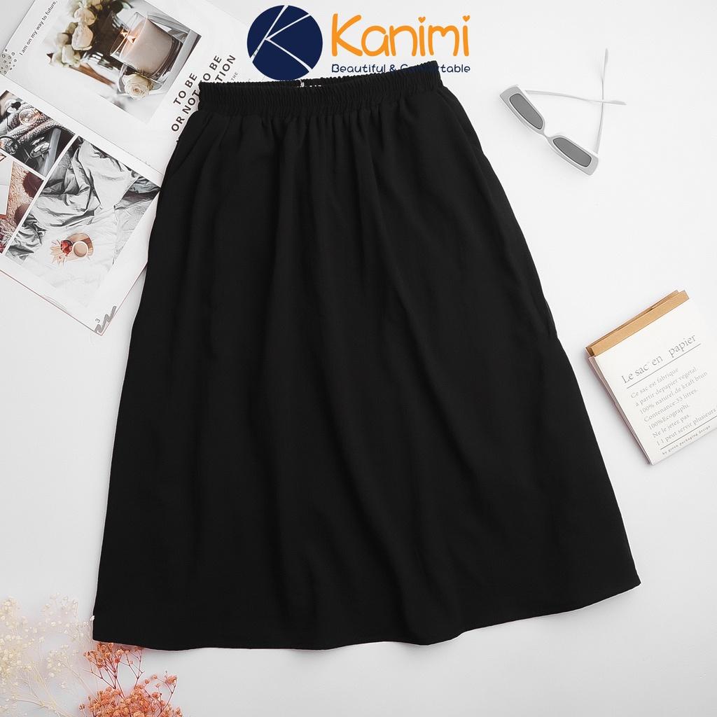Chân váy đũi dài 2 lớp túi xẻ đẹp nhất ngành Kanimi_CV100