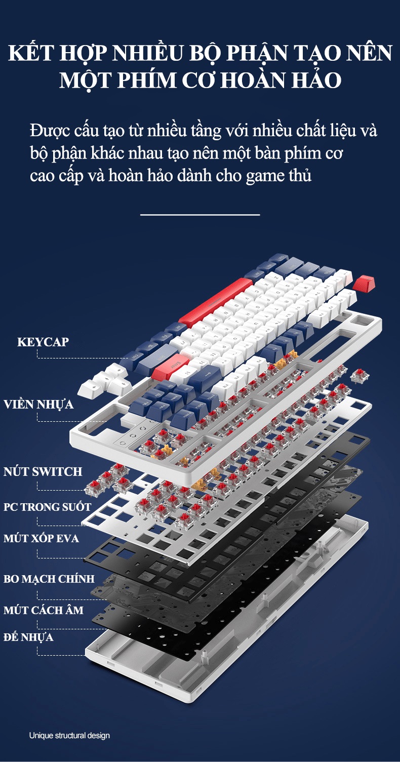 Bàn phím cơ CÓ DÂY K87 sử dụng RED SWITCH trang bị đèn led RGB và có hotswap có thể thay switch dễ dàng chuyên game dành cho game thủ - JL