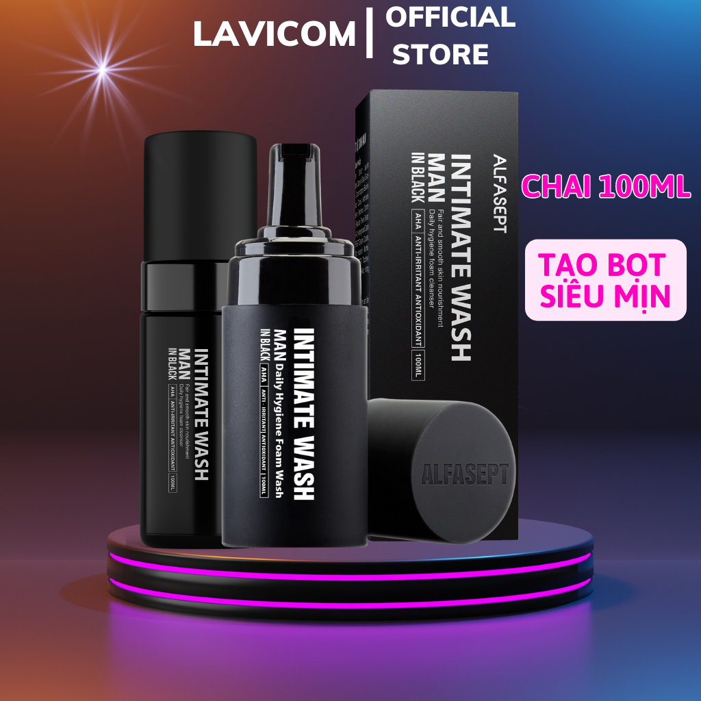  Bọt vệ sinh nam cao cấp hương nước hoa tinh khiết ALFASEPT INTIMATE WASH FOR MEN IN BLACK FOR MEN Chai 100ml