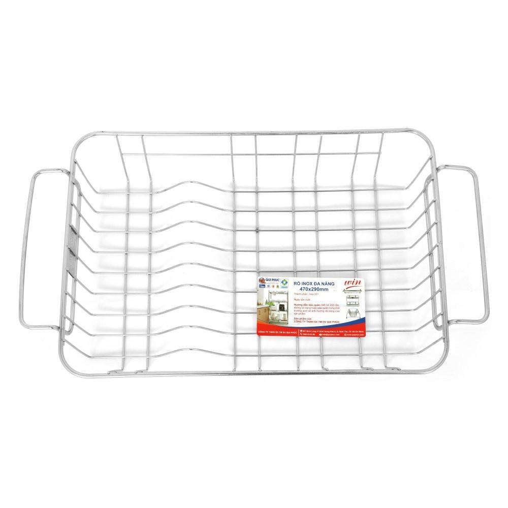 [Chính hãng Qui Phúc] Khay úp chén đĩa inox Win, đáy sâu tiện lợi 47x29 cm