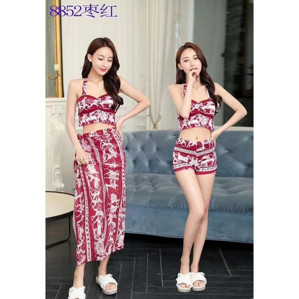 Bộ bơi cao cấp 3 chi tiết hoa văn thổ cẩm sexy