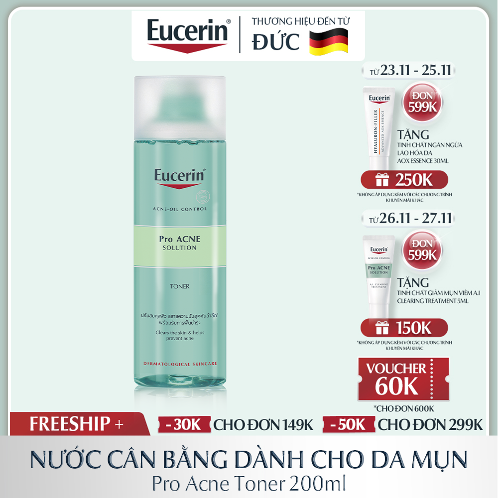 Nước cân bằng cho da nhờn mụn Eucerin Pro Acne Toner 200ml