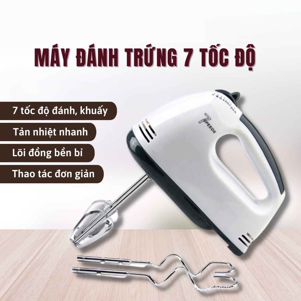 Máy Đánh Trứng Cầm Tay SCARLETT 7 Tốc Độ + Tặng Kèm 4 Đầu Đánh Trứng Cao Cấp