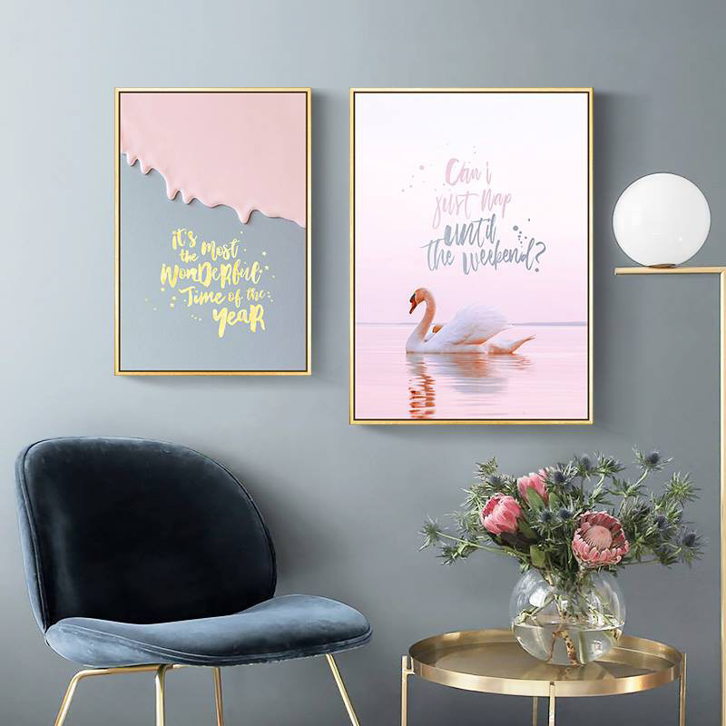 2 tranh canvas Thiên nga hồng