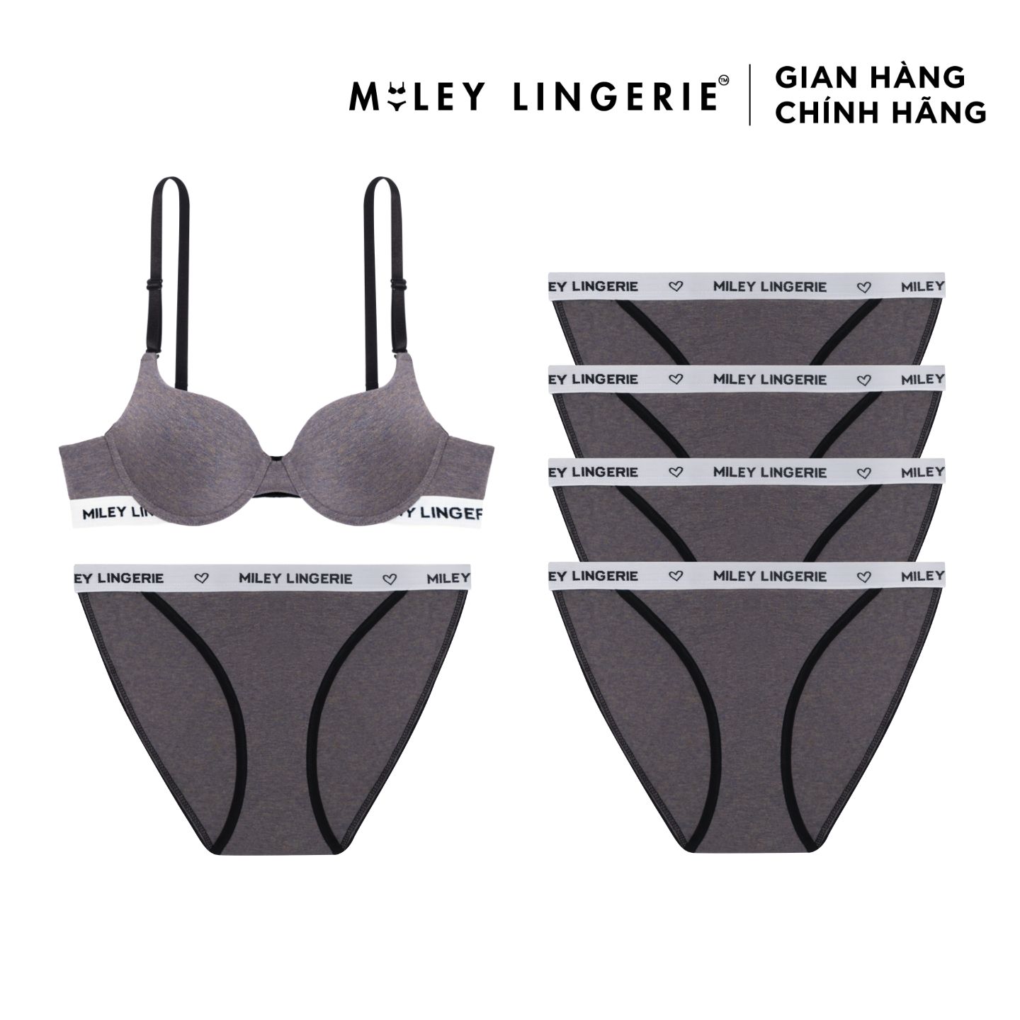 Bộ Áo Ngực Nữ Melange Dáng Thể Thao và Combo 5 Quần Lót Thể Thao Đồng Màu Sporty Chic - BRC11002-FCS1101