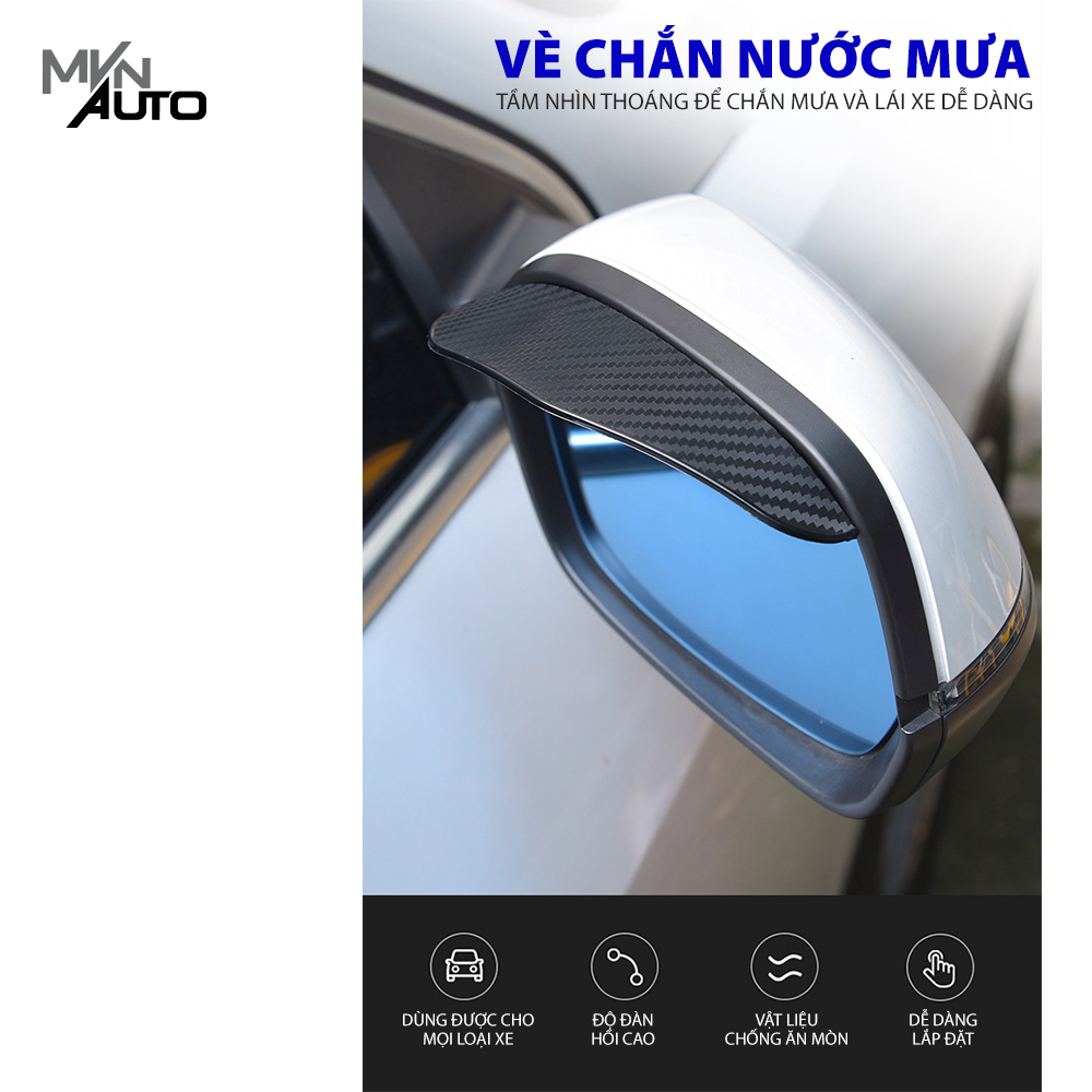 Bộ 2 Tấm Vè Che Mưa Chống Bám Nước Gương Chiếu Hậu Ô Tô Vân Carbon Thể Thao – Mvn Auto