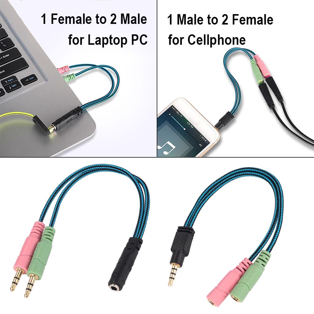 3.5mm Female to Male 2 to 1 Gold Plated Audio Y Splitter Cable Adapter Cord