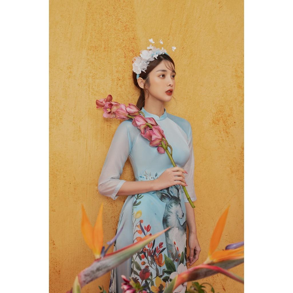 Áo dài xanh con nai, quần xanh 1AD1031 ADORE DRESS