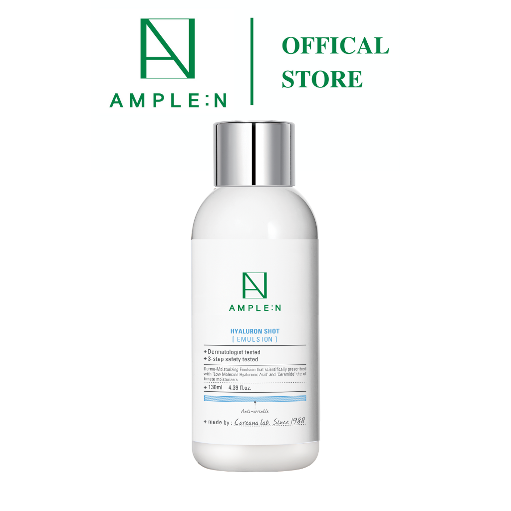 Sữa dưỡng da cải thiện nếp nhăn, cấp ẩm AMPLE:N Hyaluron Shot Emulsion 130ml