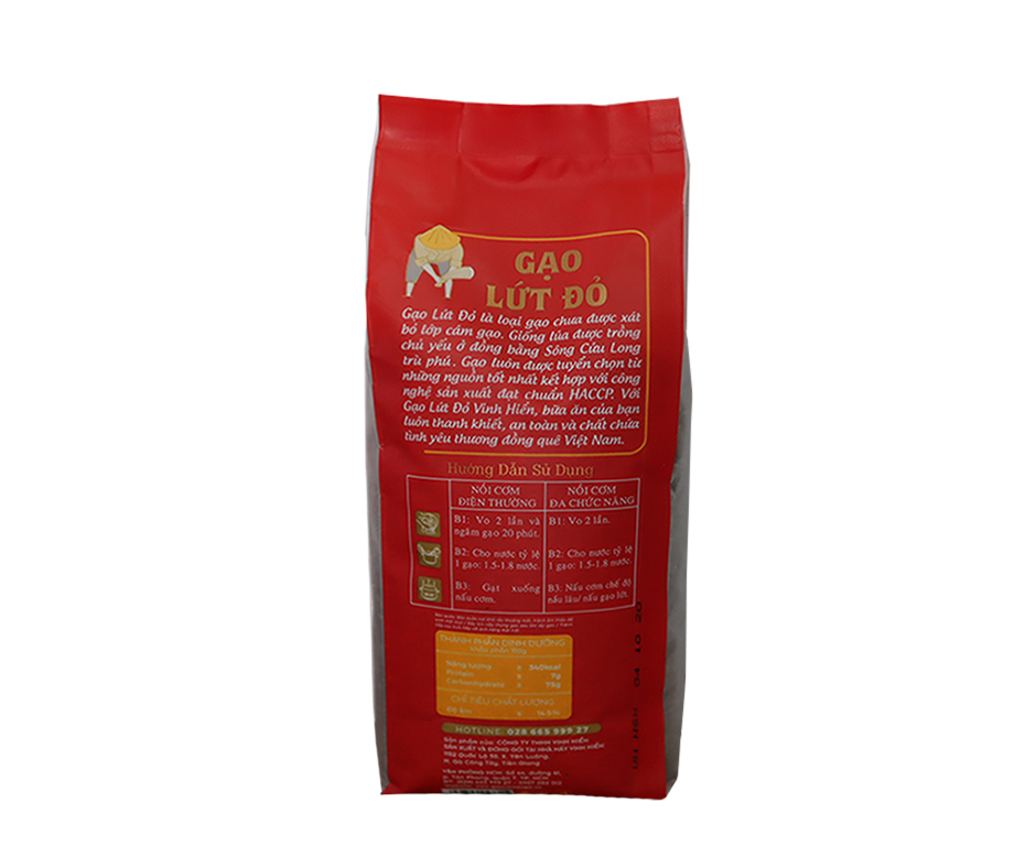 Gạo Lứt Đỏ Vinh Hiển 1KG - Dễ Ăn, Ngọt Cơm, Dinh Dưỡng