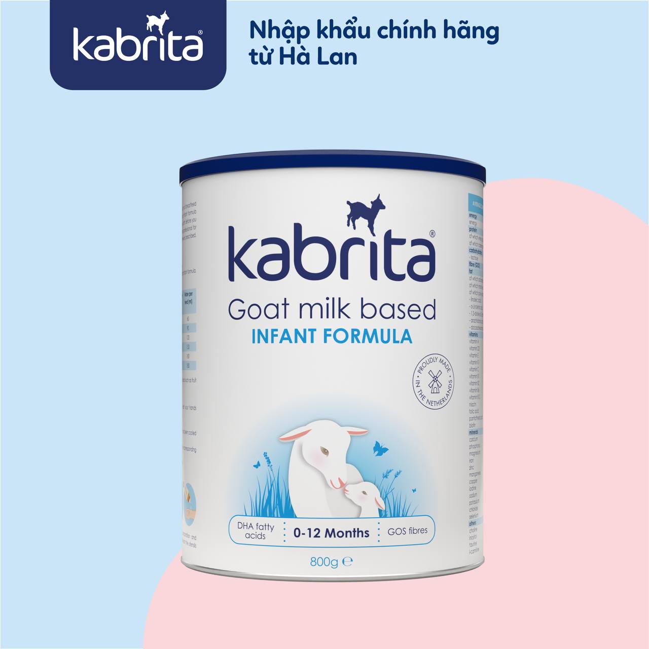 [Phiên bản mới] Sữa dê Kabrita số 1 cho trẻ 0-12 tháng - Lon 800g