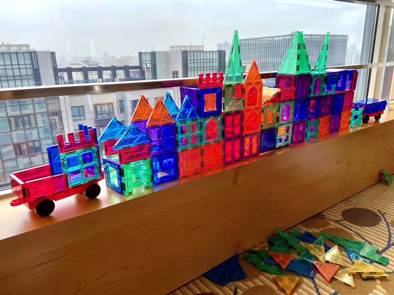 Đồ chơi xếp hình nam châm trong suốt Magna tiles 48 chi tiết xếp hình 3d đồ chơi thông minh