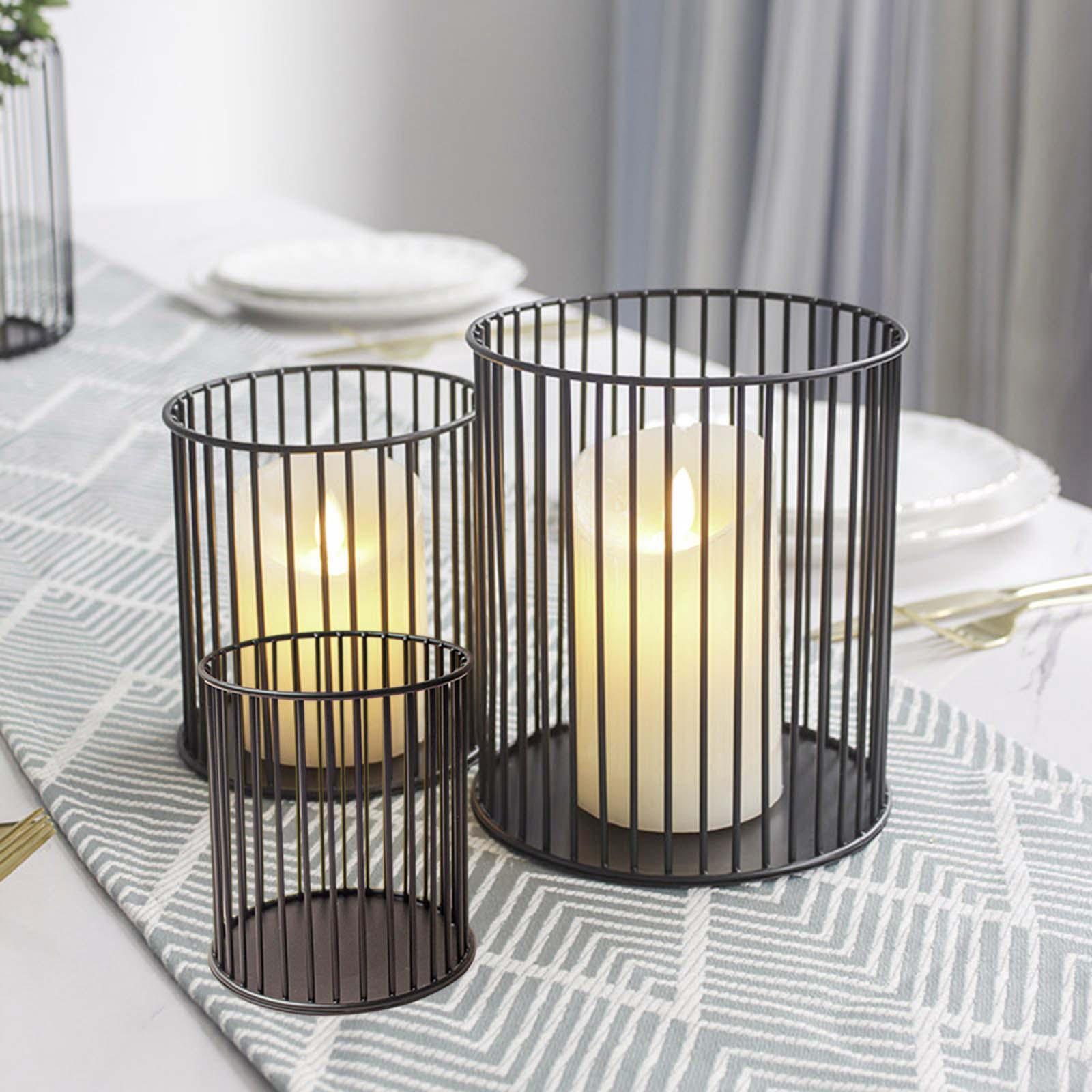 Decorative Candles Holder, Iron Wire Candlestick Holder, Pen Organizer Box Rustic Metal Tealight Candle Holder, for Desktop