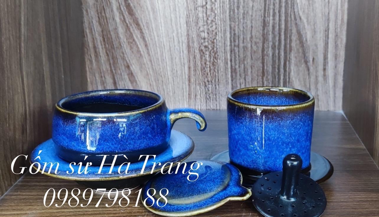 Phin pha cafe cốc dung tích 100ml gốm sứ Bát Tràng cao cấp men hoả biến thiên thanh