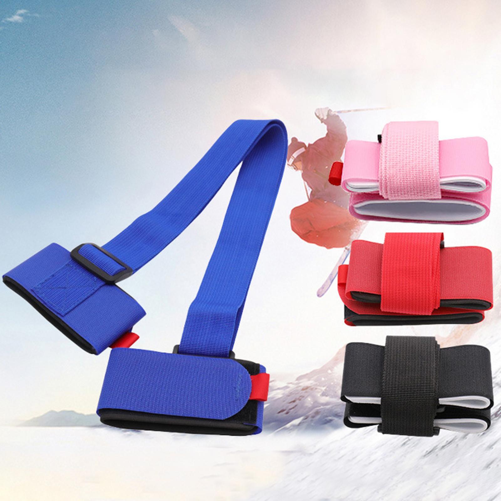 2 Pieces Ski Strap, Nylon Braid Handheld Handle Belt Ski Gear Holder Portable Durable Ski Pole Shoulder Strap for Ski Board Winter Sports