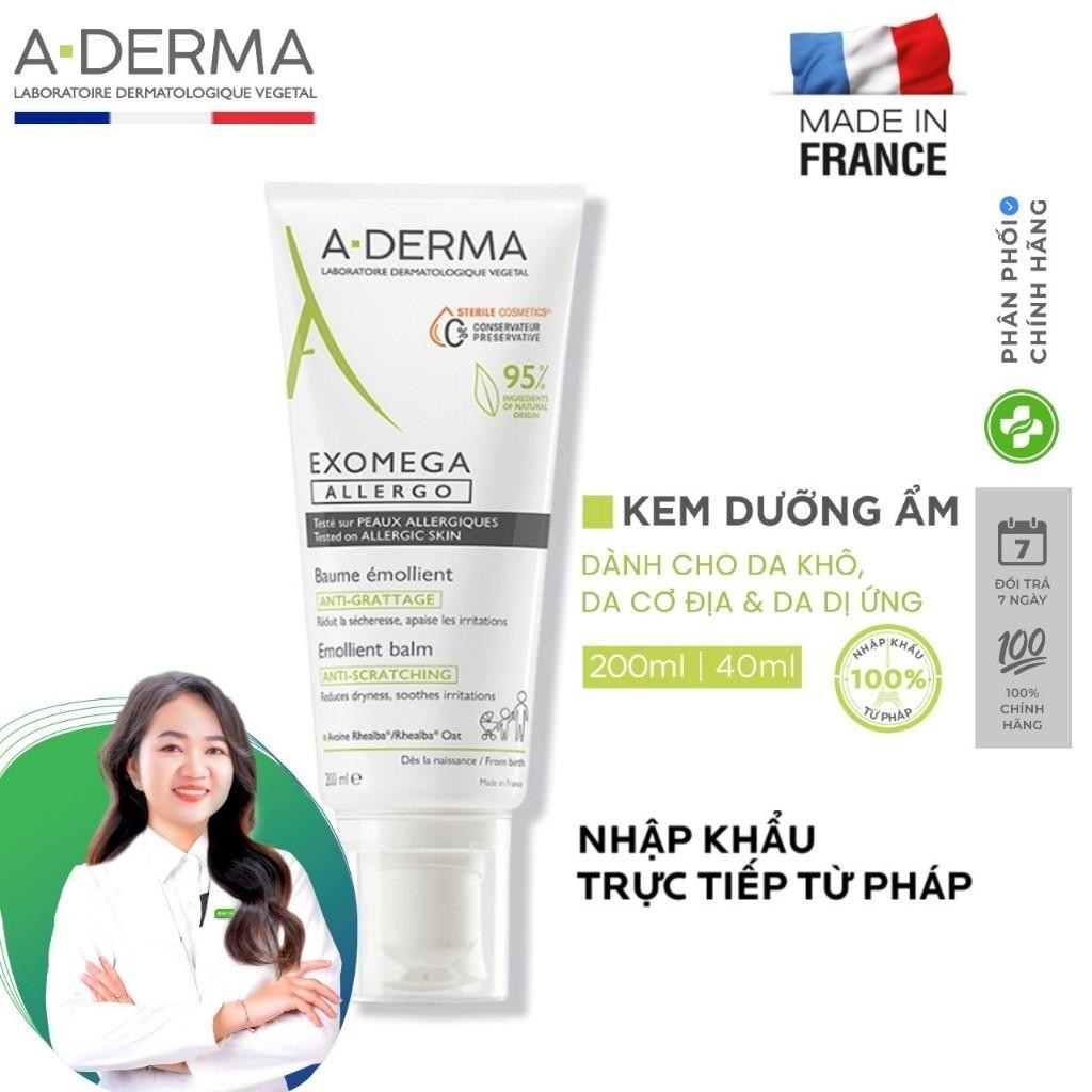 Kem dưỡng ẩm, giảm khô ngứa cho da rất khô A-Derma Exomega Allergo Emollient Balm 200ml