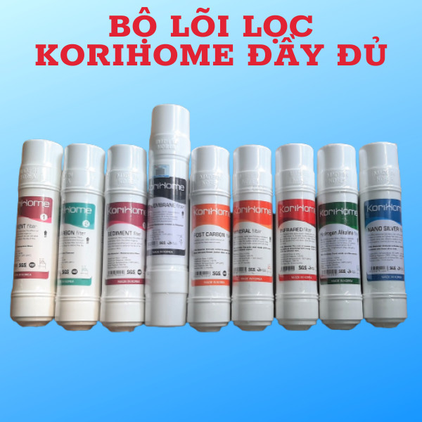 COMBO 9 LÕI LỌC KORIHOME GỒM -2 LÕI SEDIMENT,1 LÕI PRE CARBON,1POST CARBON,1 RO,1 NANO,1 HYDROGEN,1 MINERAL.INFRARED. KORIHOME