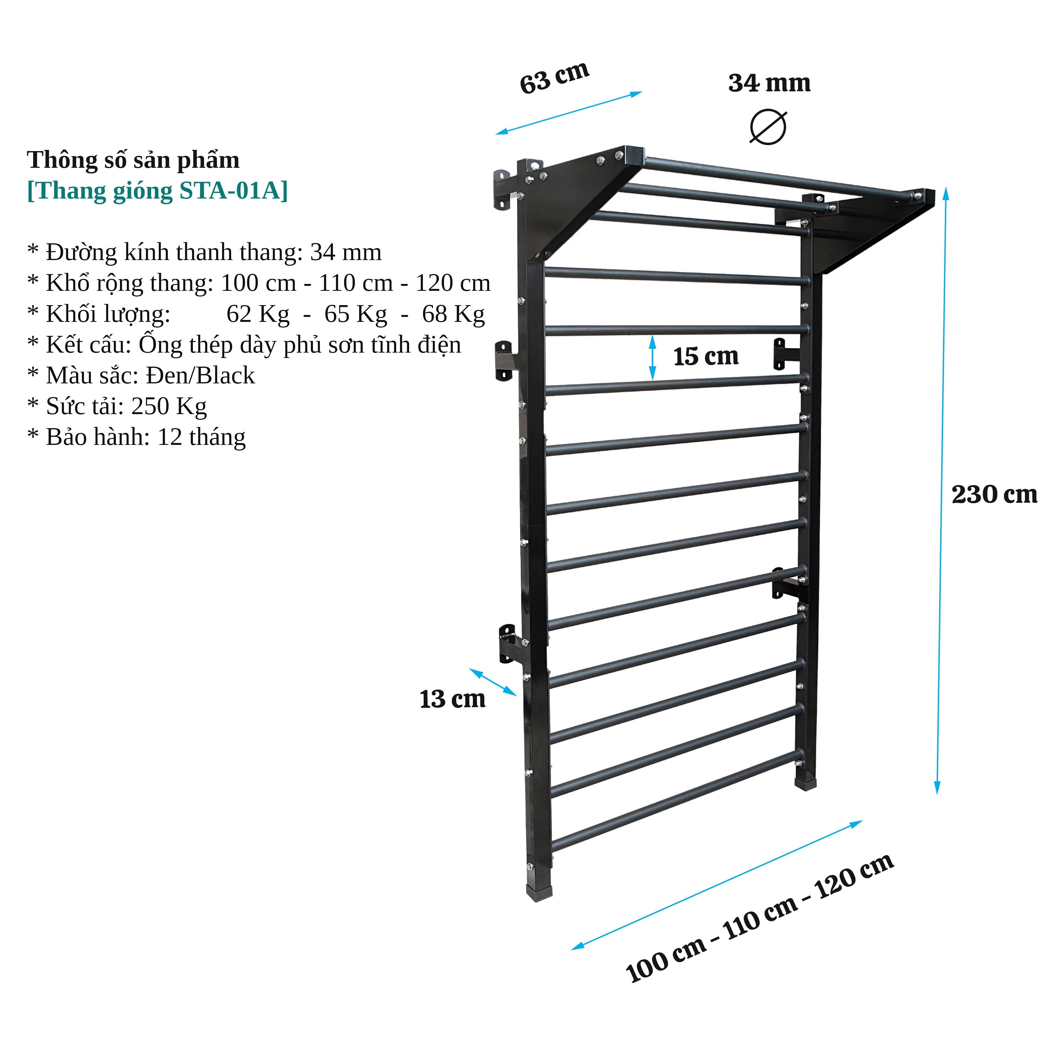 Thang gióng kết hợp xà đơn - Stall bars Pocorrys STA-01 (Yoga, Gym, Gymnastics)