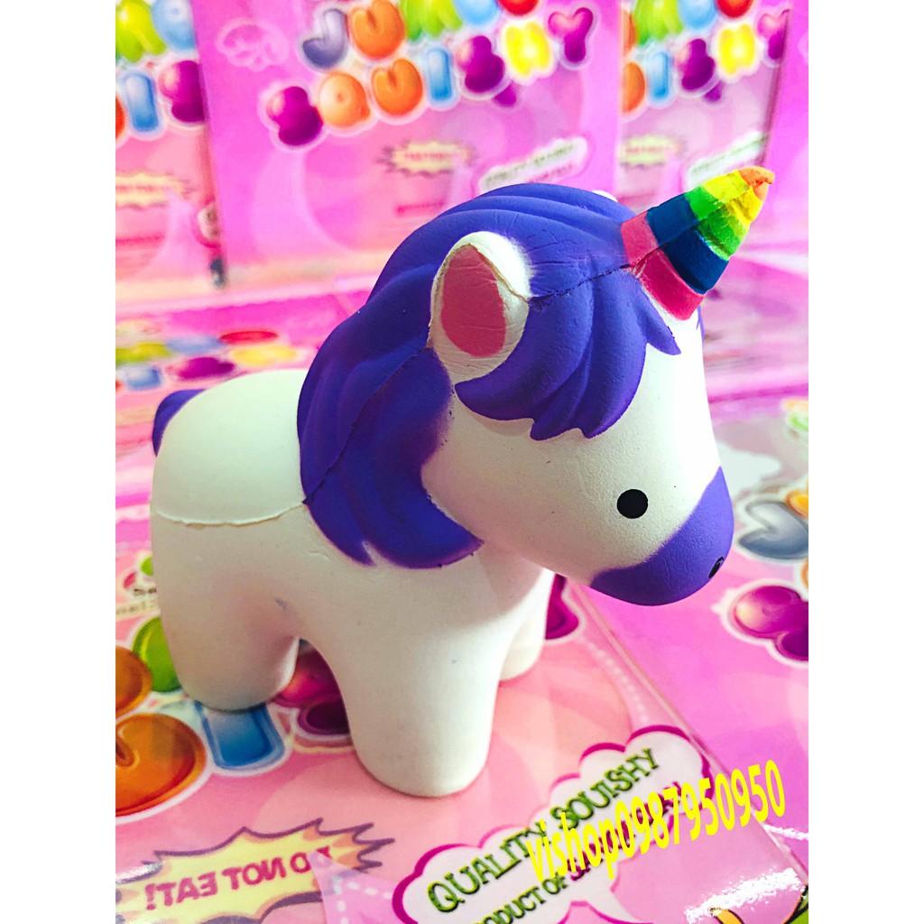 ĐỒ CHƠI SQUISHY NGỰA TRẮNG LÔNG TÍM