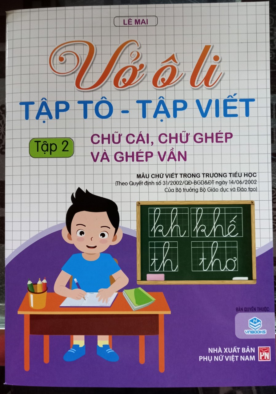 Combo 3 cuốn Vở ô ly ( tập tô tập viết tập 1 + tập 2, chữ hoa)