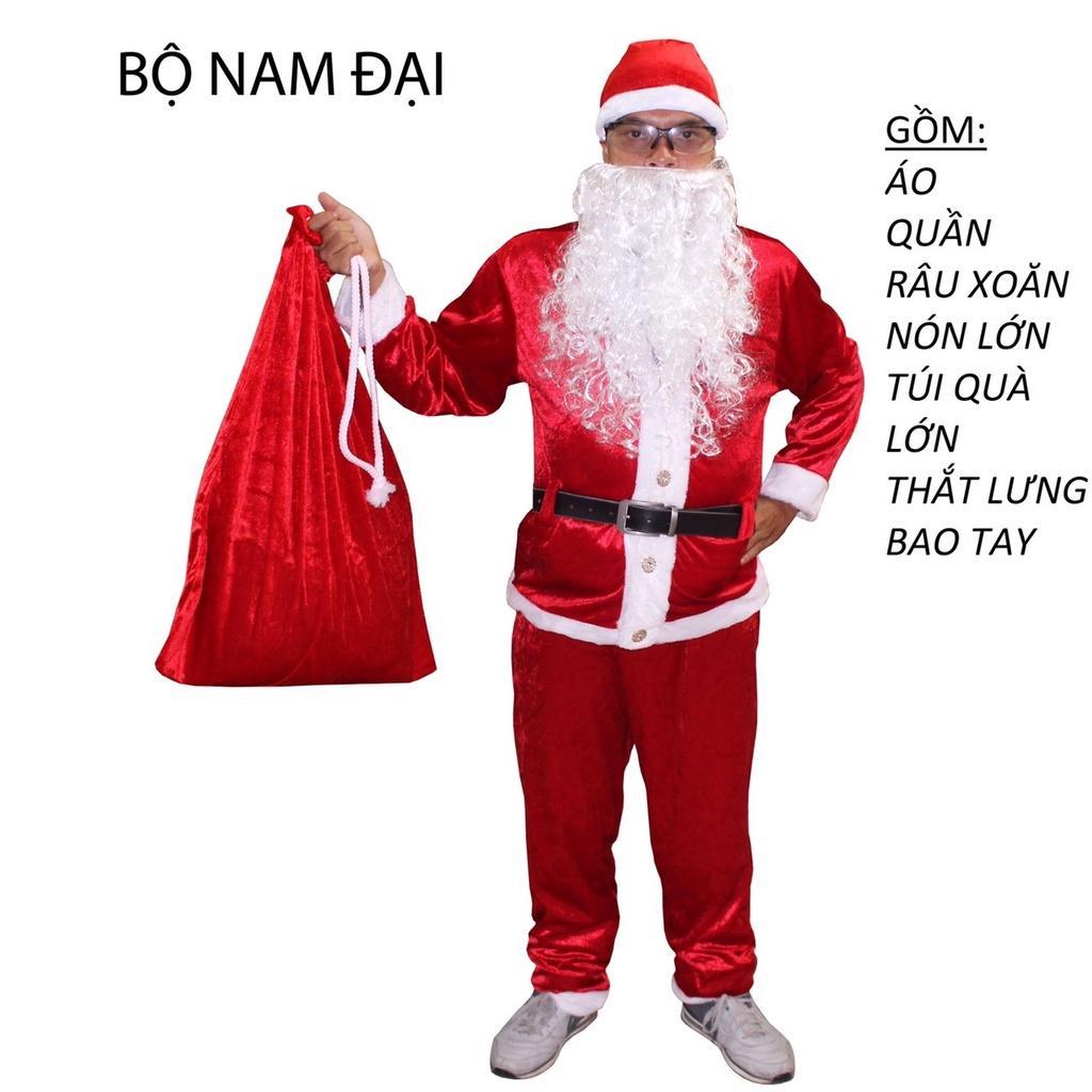 Bộ quần áo ông già Noel người lớn bằng nhung Cao cấp - Đủ size