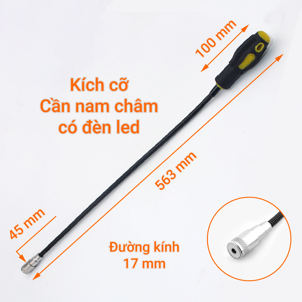 Cần nam châm hút đồ có LED