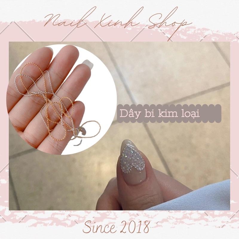 Dây bi kim loại gắn móng nail phong cách Hàn Quốc