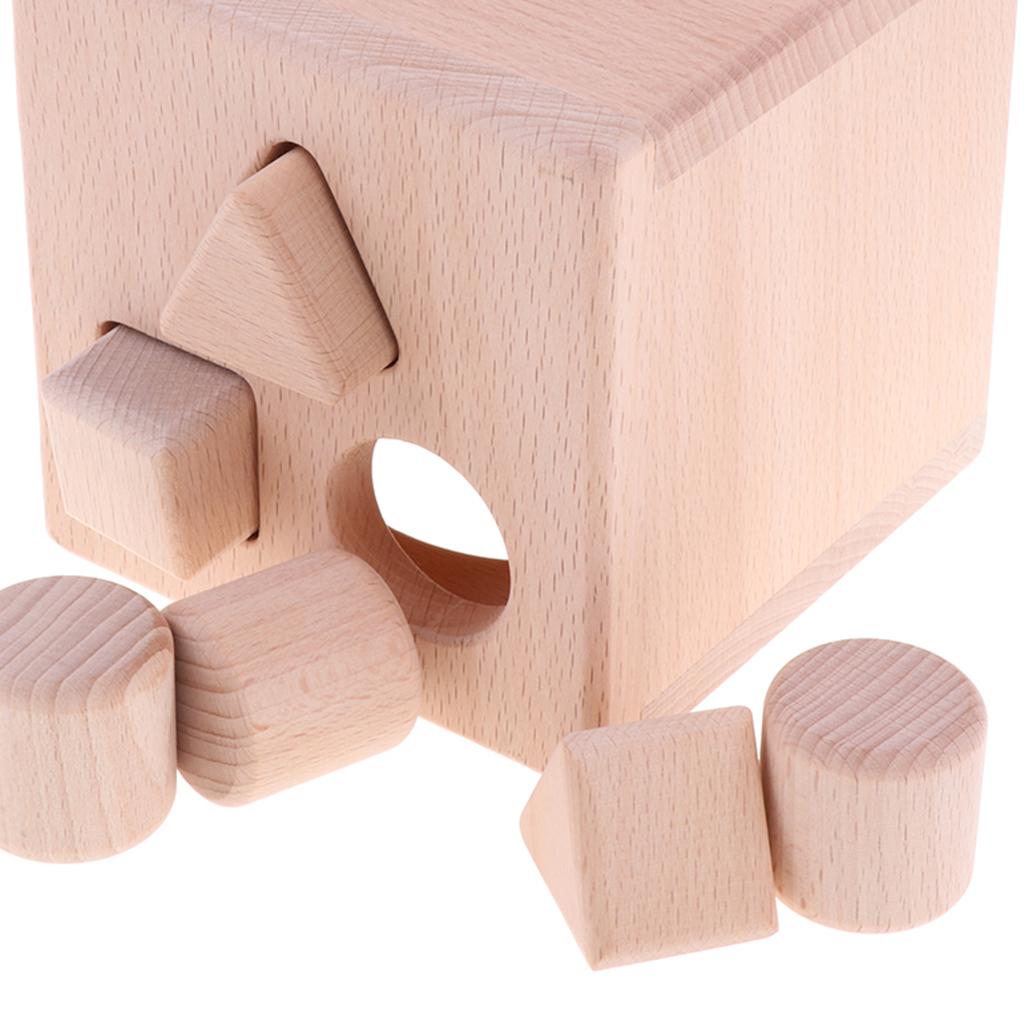 Wooden Shape Sorter Box - Baby Geometric Building Block Sorting & Matching Game Toys Early Shapes Cognitive Learning