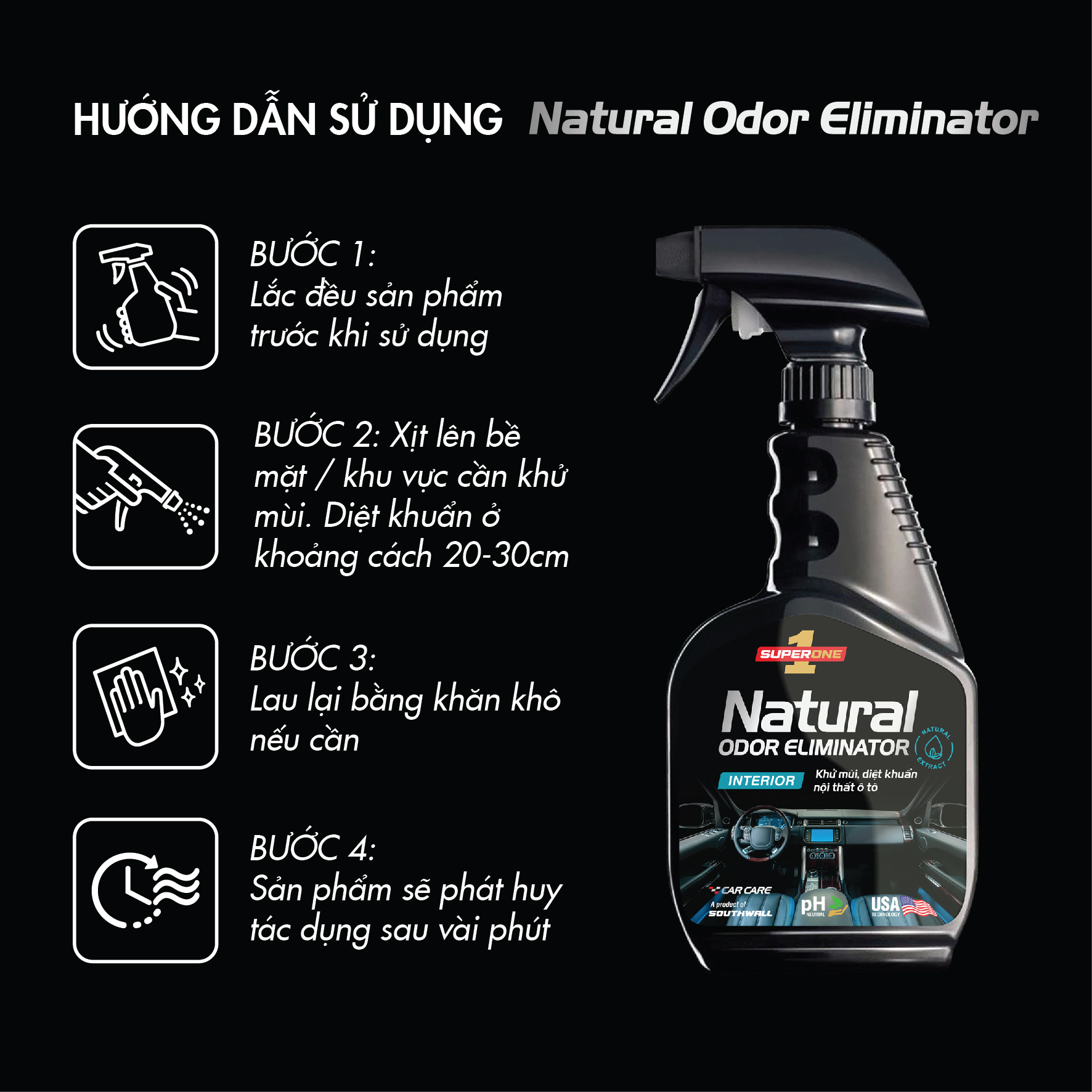 Dung Dịch Khử Mùi Diệt Khuẩn SUPERONE Natural Odor Eliminator - Interior SOUTHWALL A103