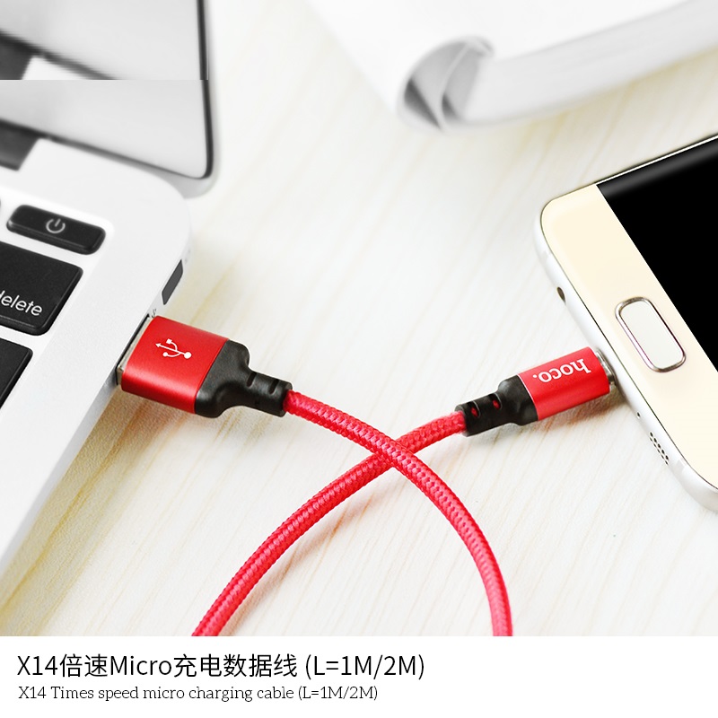  Cáp sạc nhanh Hoco X14 Micro USB cho thiết bị Android (màu ngẫu nhiên) -Hàng chính hãng