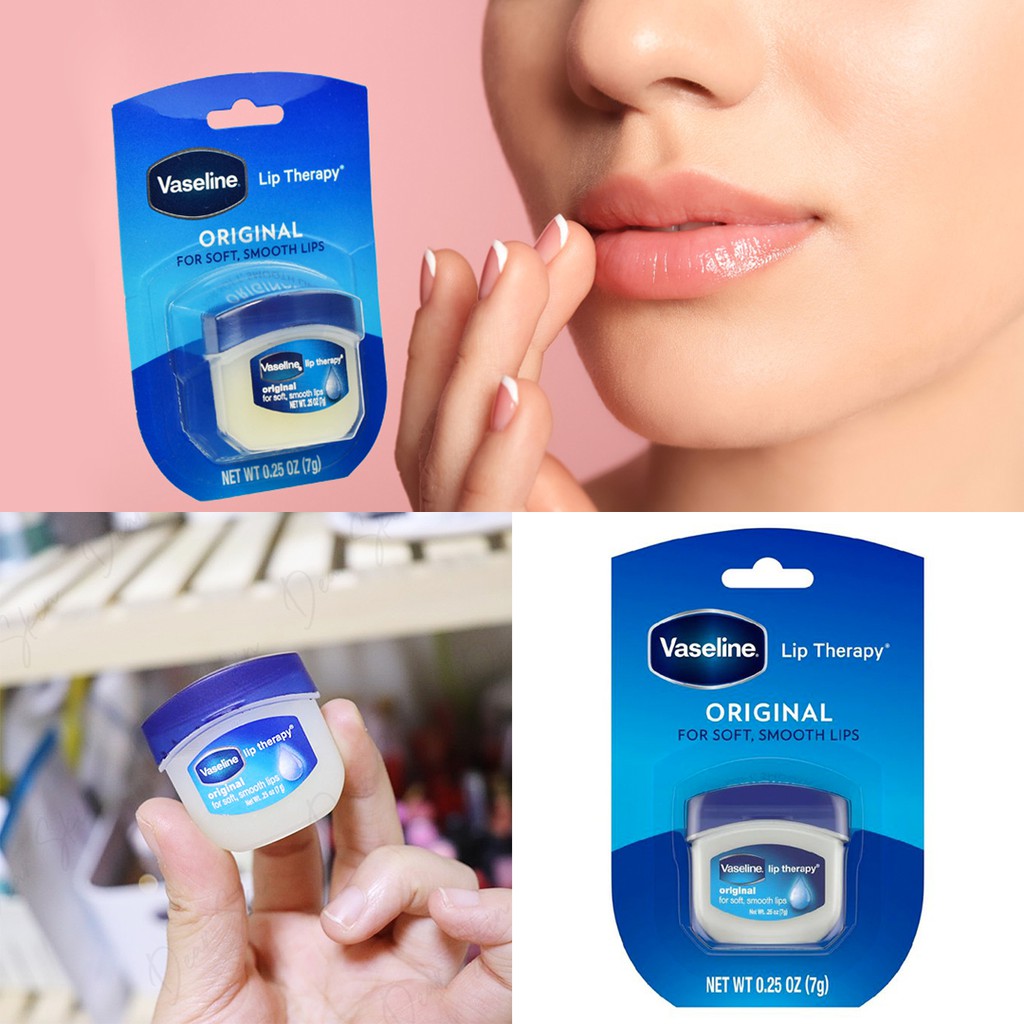 Sáp Dưỡng Môi Vaseline Lip Therapy ( Original Trắng / Rosy Lips Hồng / Creme Brulee Vàng ) 7g + Tặng 1 gói sữa rửa mặt thải độc Super Vegitoks Cleanser 3ml