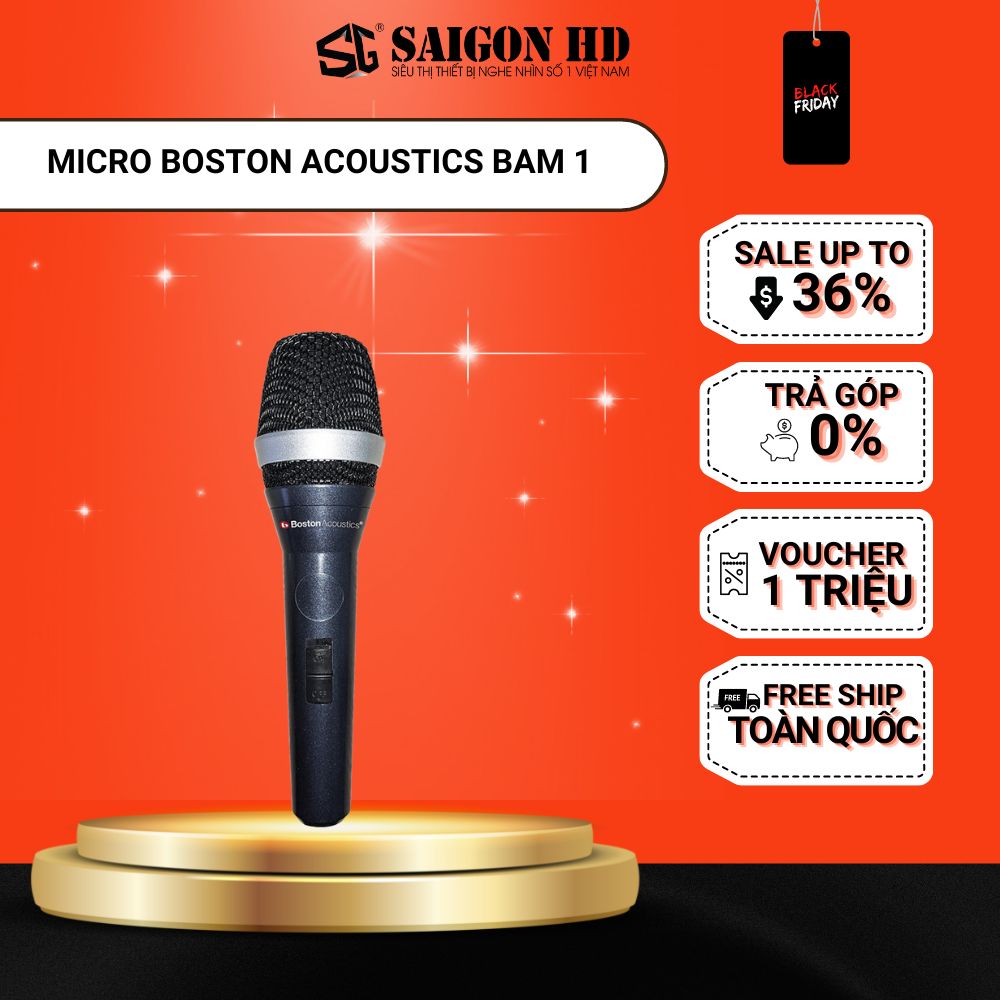 Micro có dây loại xịn BOSTON ACOUSTICS Bam 1 - Hàng chính hãng, giá tốt, nhạy âm hút tốt, lực mic mạnh, loại bỏ tạp âm tiếng ồn