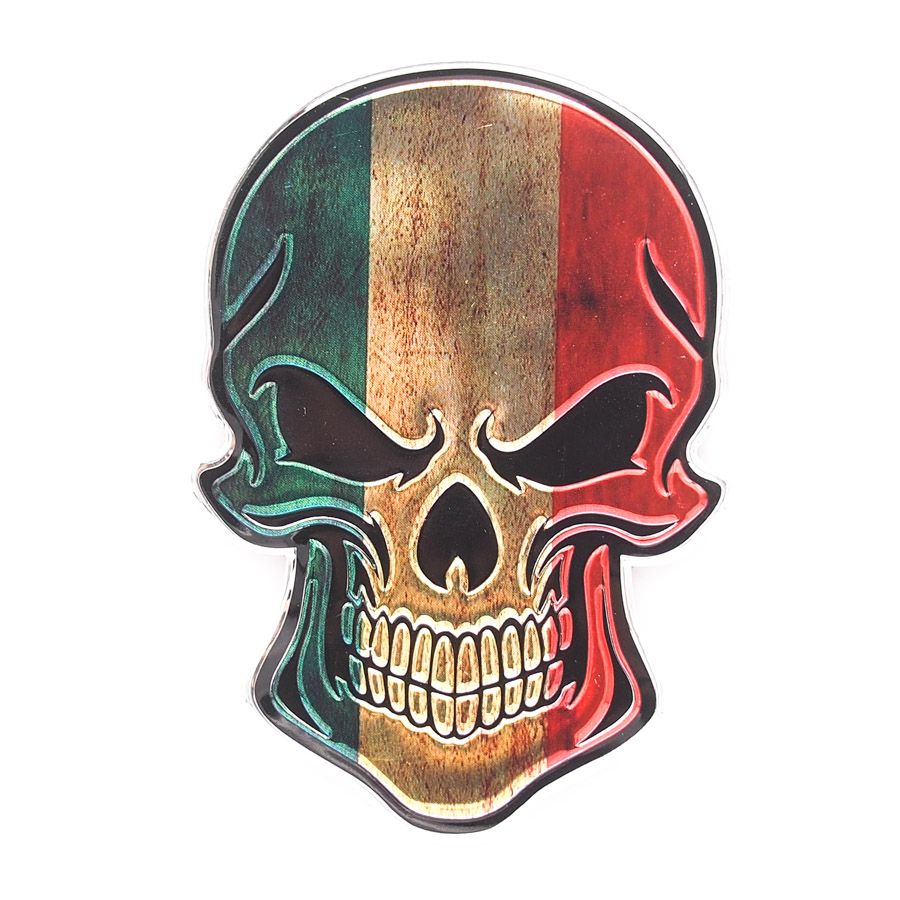 Sticker hình dán metal Đầu Lâu cờ Ý Italia