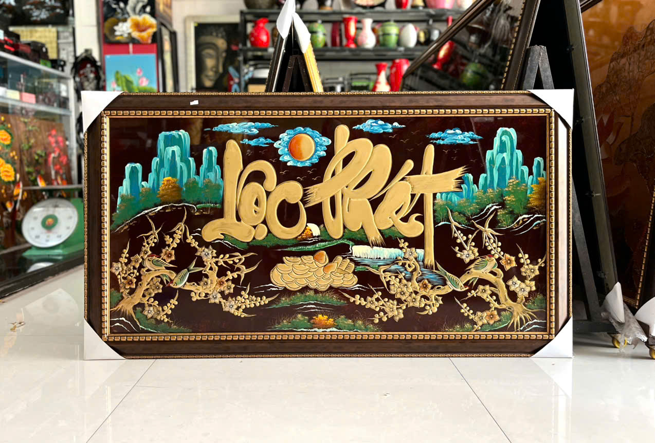 ( Tặng kèm khung ) Tranh Sơn Mài - "LỘT PHÁT" | Đắp Nổi Cao Cấp | Hàng Xuất Khẩu | Size 60x120 cm