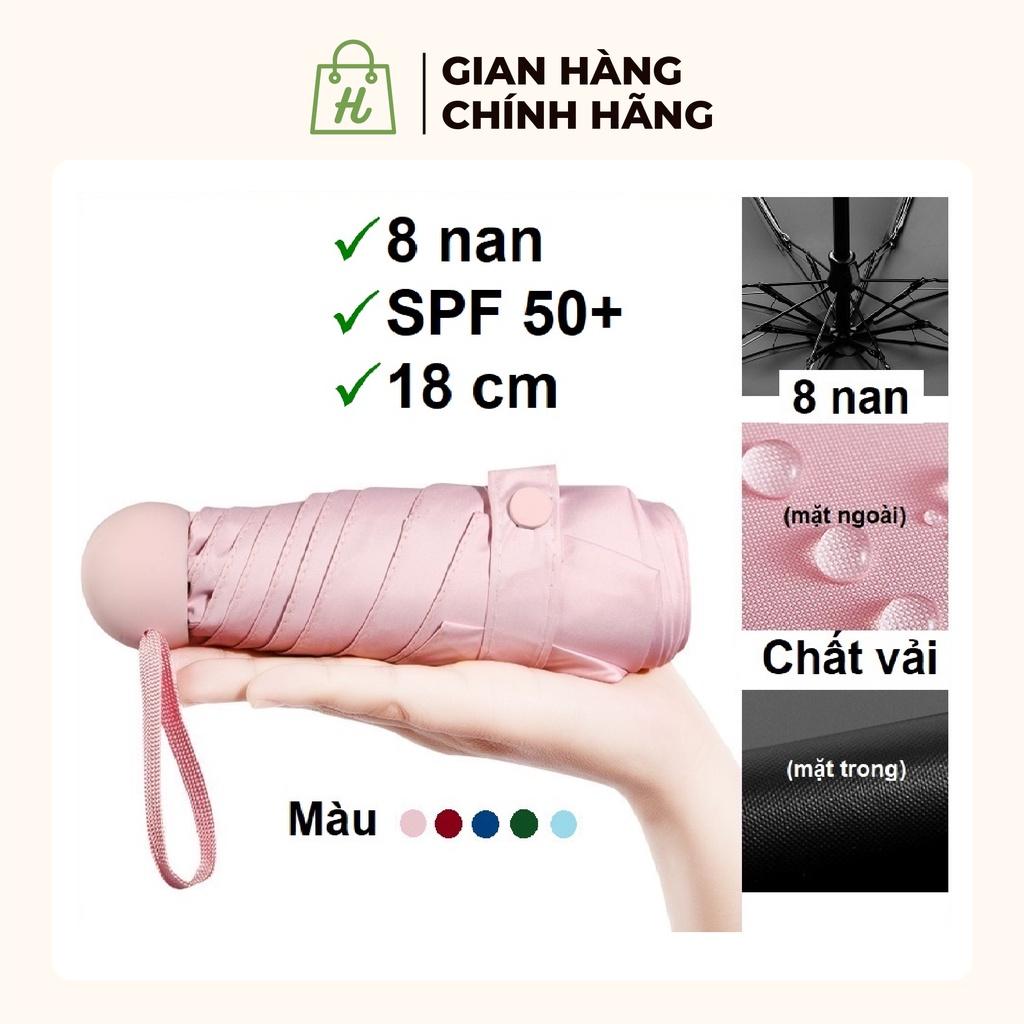 Ô dù mini gấp gọn 18 cm khung 8 nan thép kèm hộp đáng yêu chống nắng SPF50