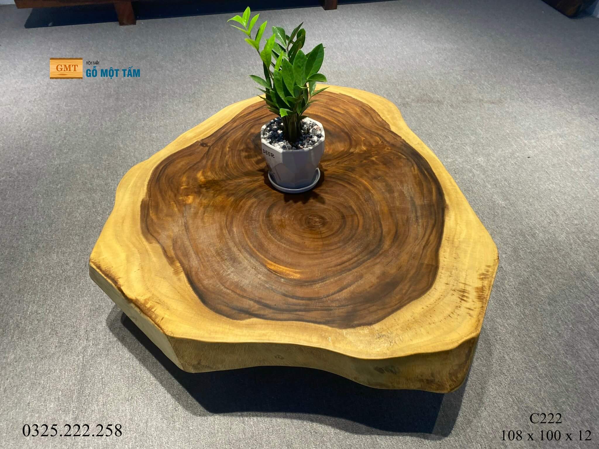Bàn Sofa Gỗ Me Tây, Bàn Cafe Gỗ Me Tây, Bàn Gỗ Me Tây Nguyên Tấm Dài 1,08m Rộng 1m Dày 12cm