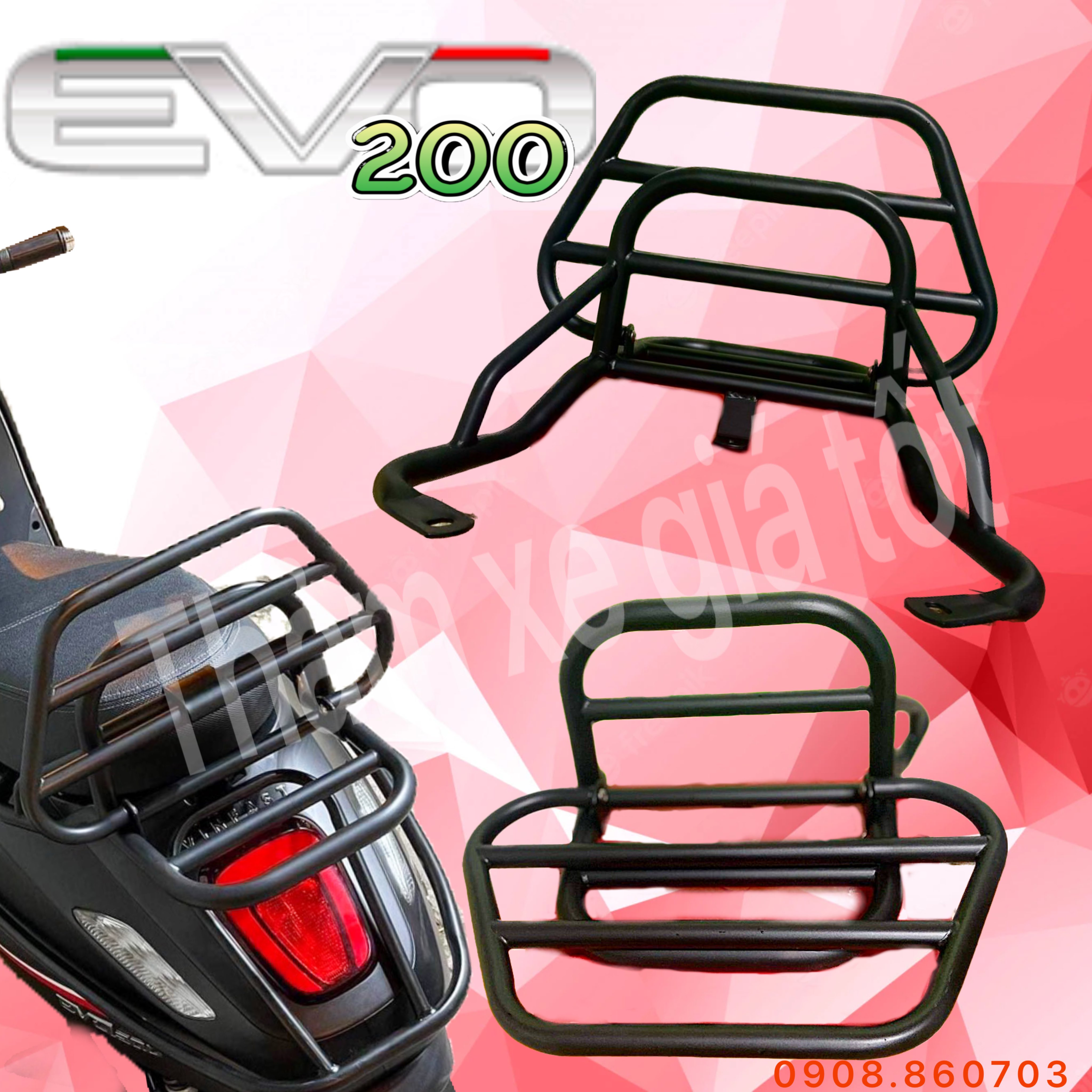 Baga sau xe Evo 200, baga tựa lưng, baga dựa lưng, baga gập xe Evo 200