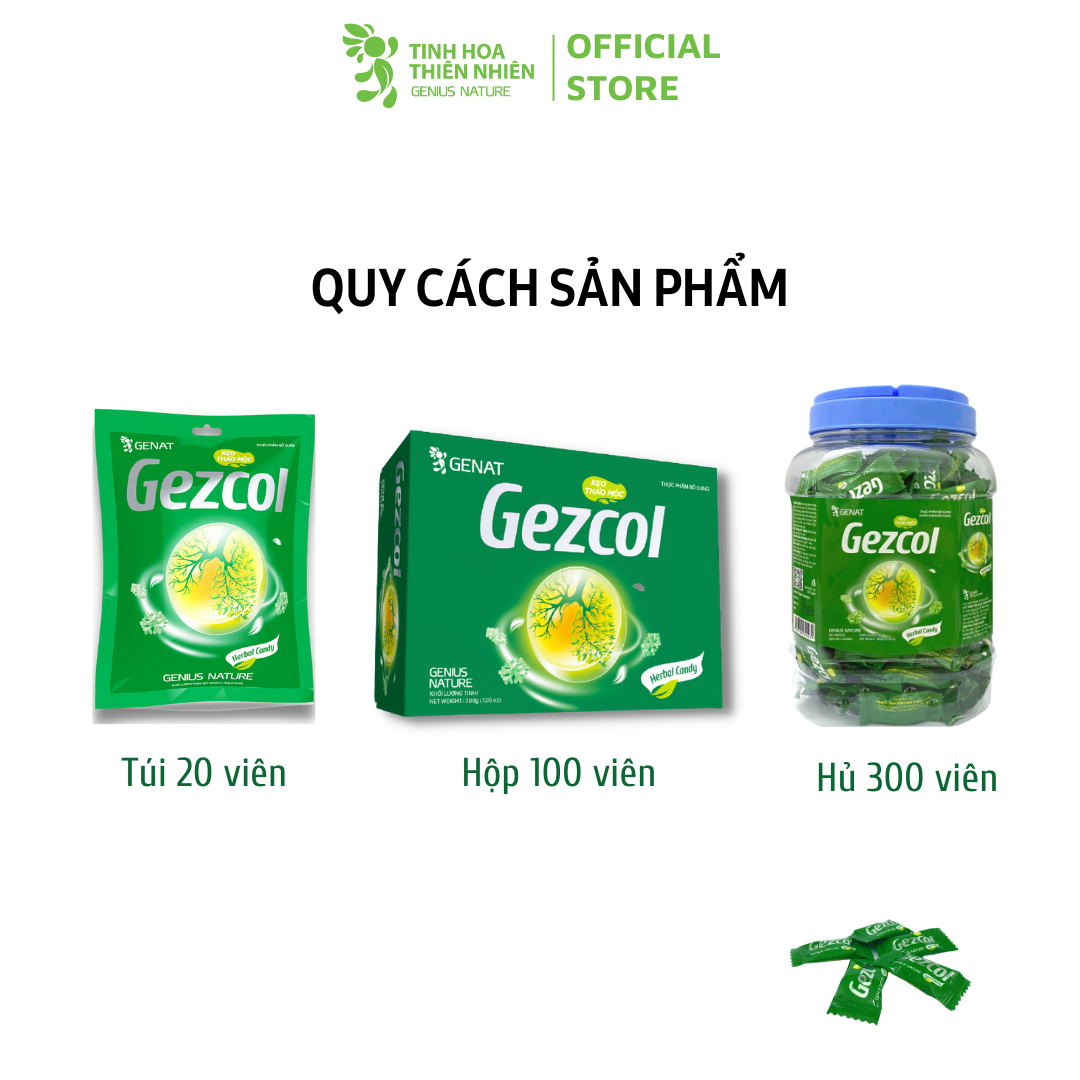 Kẹo thảo mộc Gezcol (Hủ 300 viên) - Genat - Giao 2H HCM