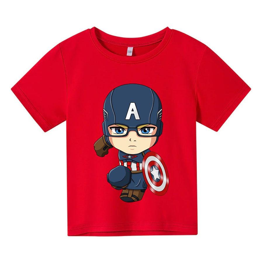 Áo thun trẻ em đội trưởng mỹ chibi 4 màu Có size người lớn, King Cotton