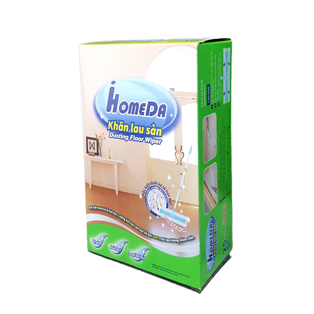 Khăn lau sàn hút bụi tĩnh điện Ihomeda ( 25 khăn/ hộp) - iHomeda static dusting floor dry wipes ( 25 sheets/ box)