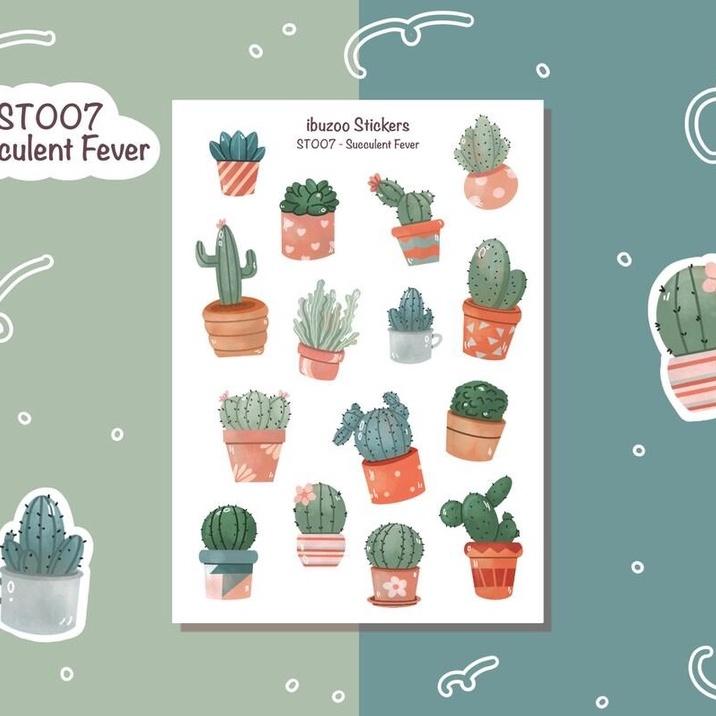 Sticker tự thiết kế succlent fever - hình dán sổ, nhật kí bullet journal - unim046