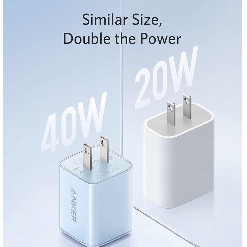 Củ Sạc Anker USB C 40W 521 PIQ 3.0 Sạc Nhanh Nhỏ Gọn Không Gập Lại Cho iPhone 13 Galaxy Pixel 4 / 3 iPad / iPad Mini