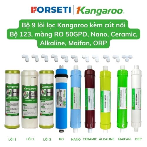 Trọn bộ 9 lõi lọc nước Kangaroo Hàng chính hãng dùng cho máy lọc nước Kangaroo KGHIMLAM